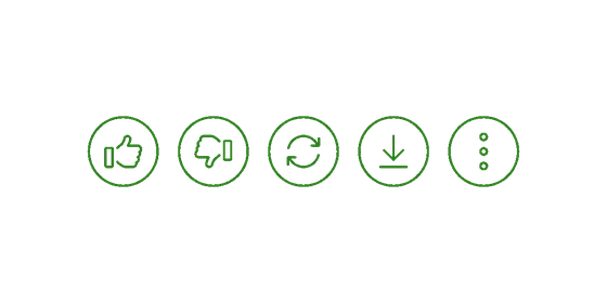 Row of response action icons with a switch-model panel opening after clicking refresh